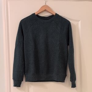 Women's S - Prana Green Crewneck Sweatshirt with Ribbed Cuffs